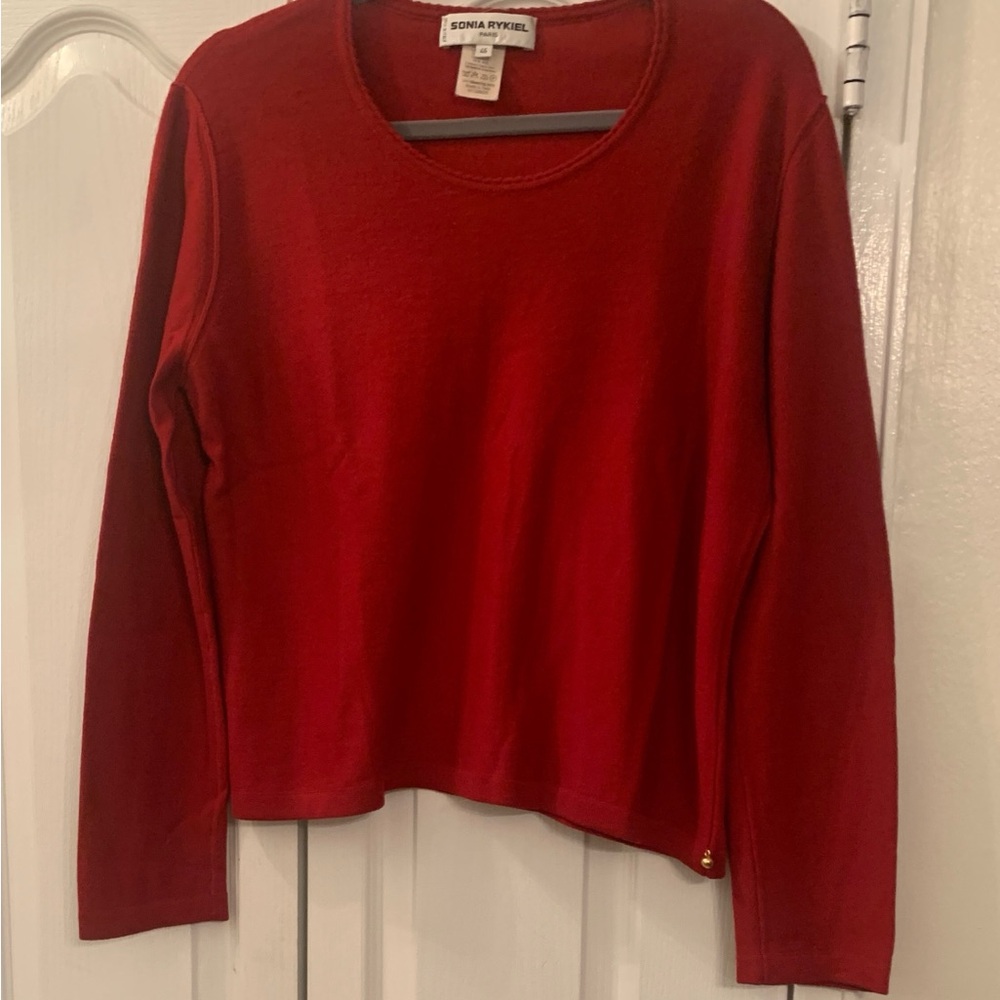 NWOT SONIA RYKIEL VINTAGE WOMEN’S WOOL RED CREW NECK SWEATER SIZE 46/14